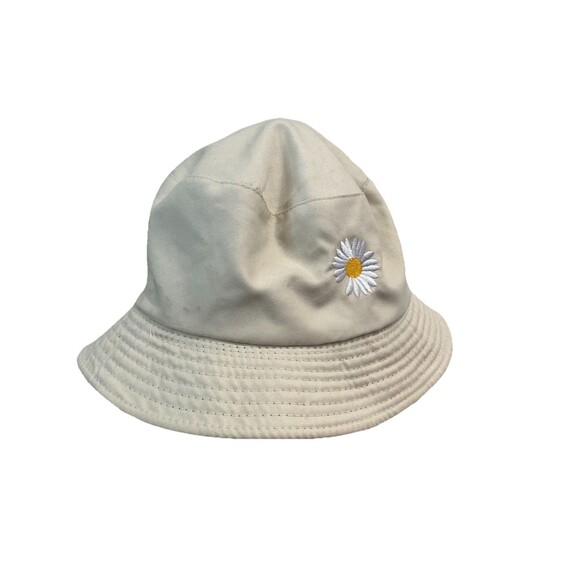 Daisy Bucket Hat Cap Beige Black Reversible OS Women's - Picture 2 of 3